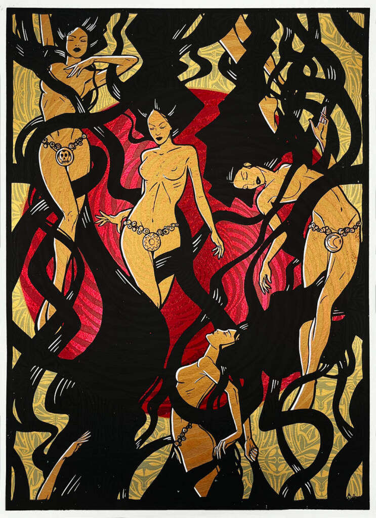 PANTA REI - Red gilded leaf